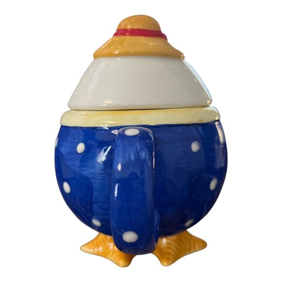 Vintage Ceramic Chick Shaped Mug with Lid – Blue Polka Dot Outfit & Hat – 6 x 5 - Picture 4 of 7